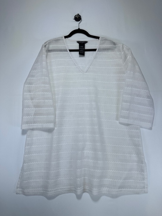Mario Serrani Other - Mario Serrani Italy Lace Knit Beach Cover Up White Textured V Neck Size XXL